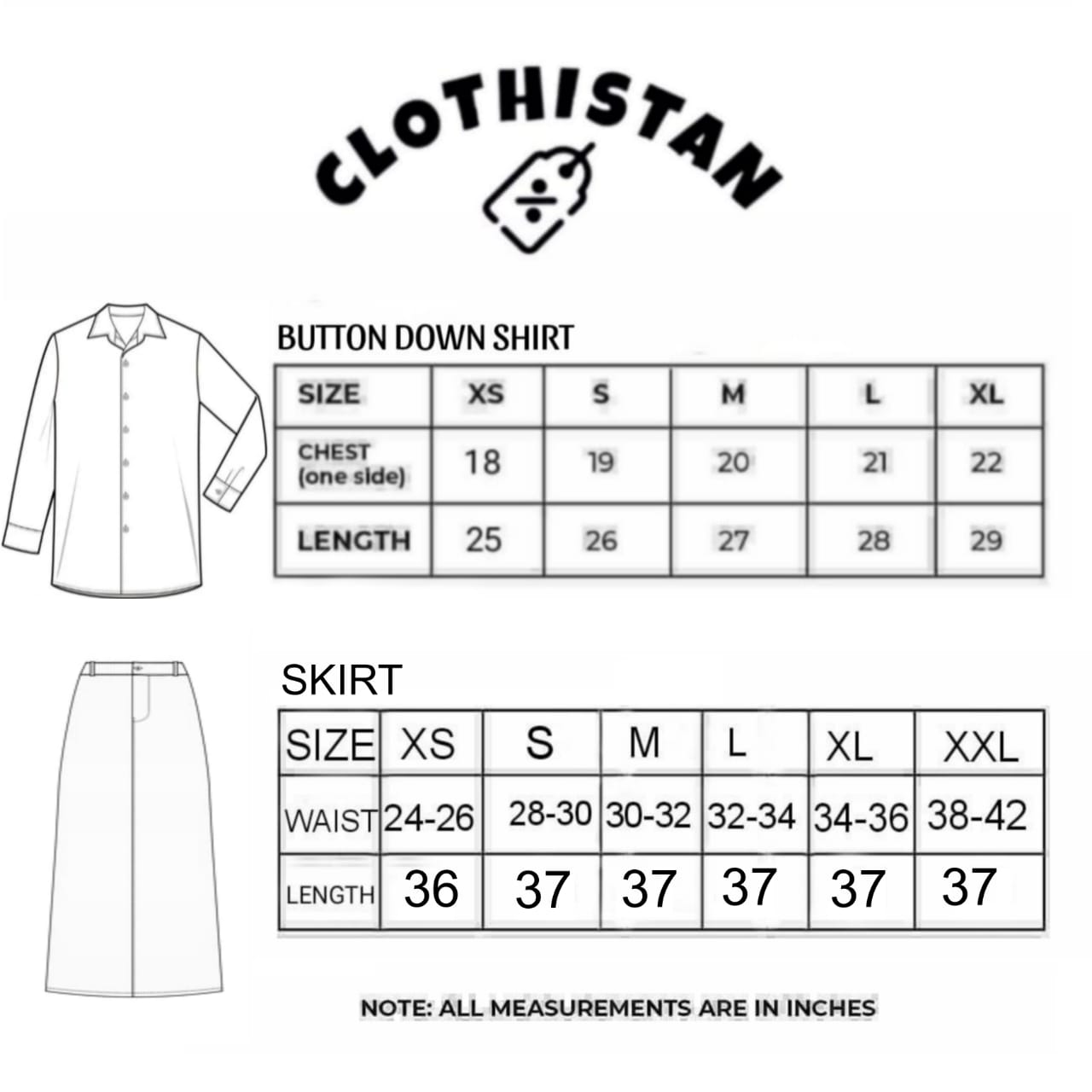 Button-Down Shirt & Light Mid Blue Denim Skirt Pack of Two