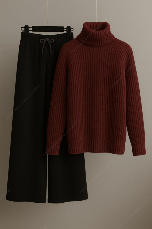 High-Neck Top & Wide-Leg Trouser – Pack of two