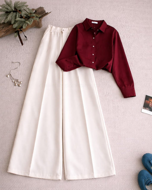 Button Down Shirt And White Formal Pants as Pack of Twos