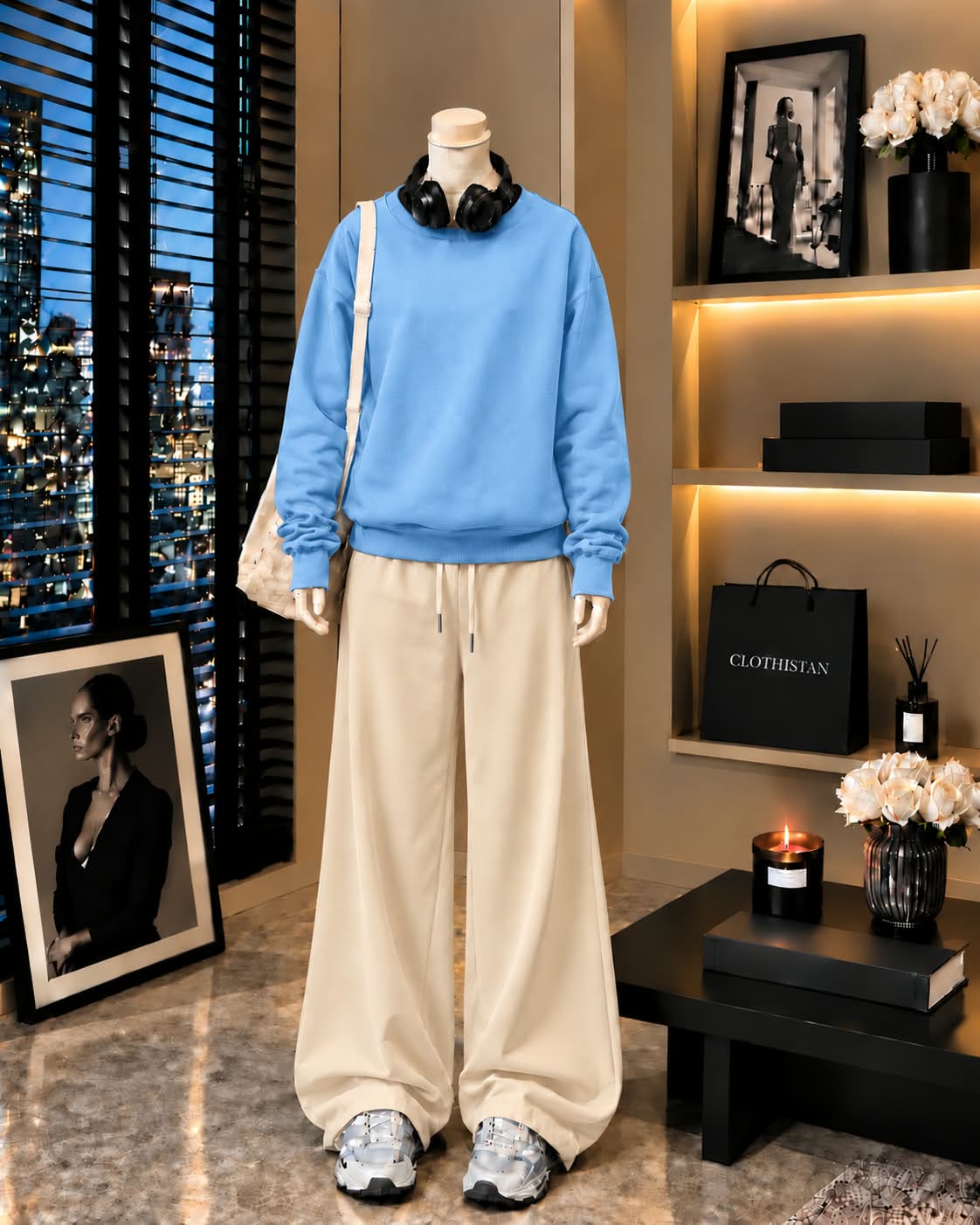 Premium Sweatshirt & Skin Wide-Leg Trouser Pack of Two