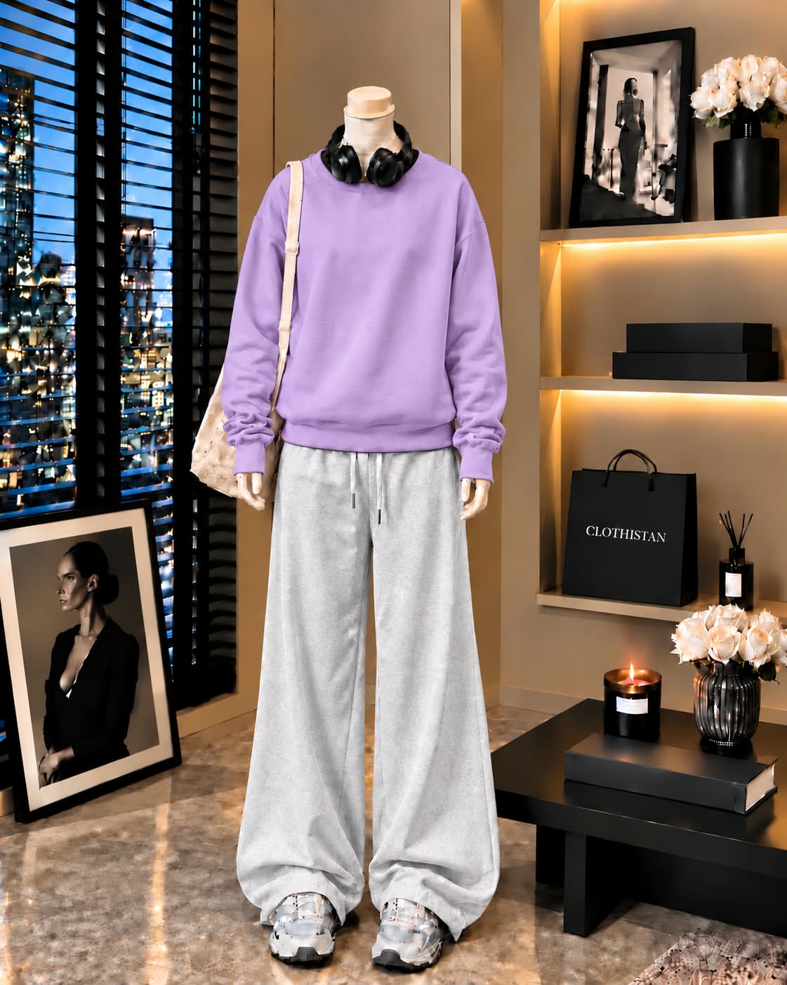 Premium Sweatshirt & Grey Wide-Leg Trouser Pack of Two