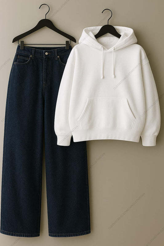 Hoodie & Mid Blue Jeans Pack Of Two