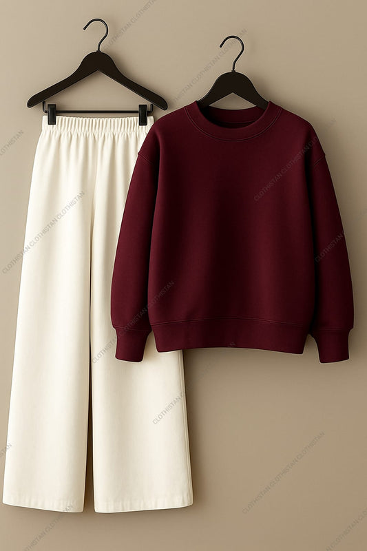 Sweatshirt & Wide-Leg Sweatpants Pack of Two