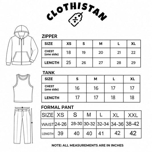 Zipper hoodie, White Tank top and Navyblue Formal Pants as pack of three