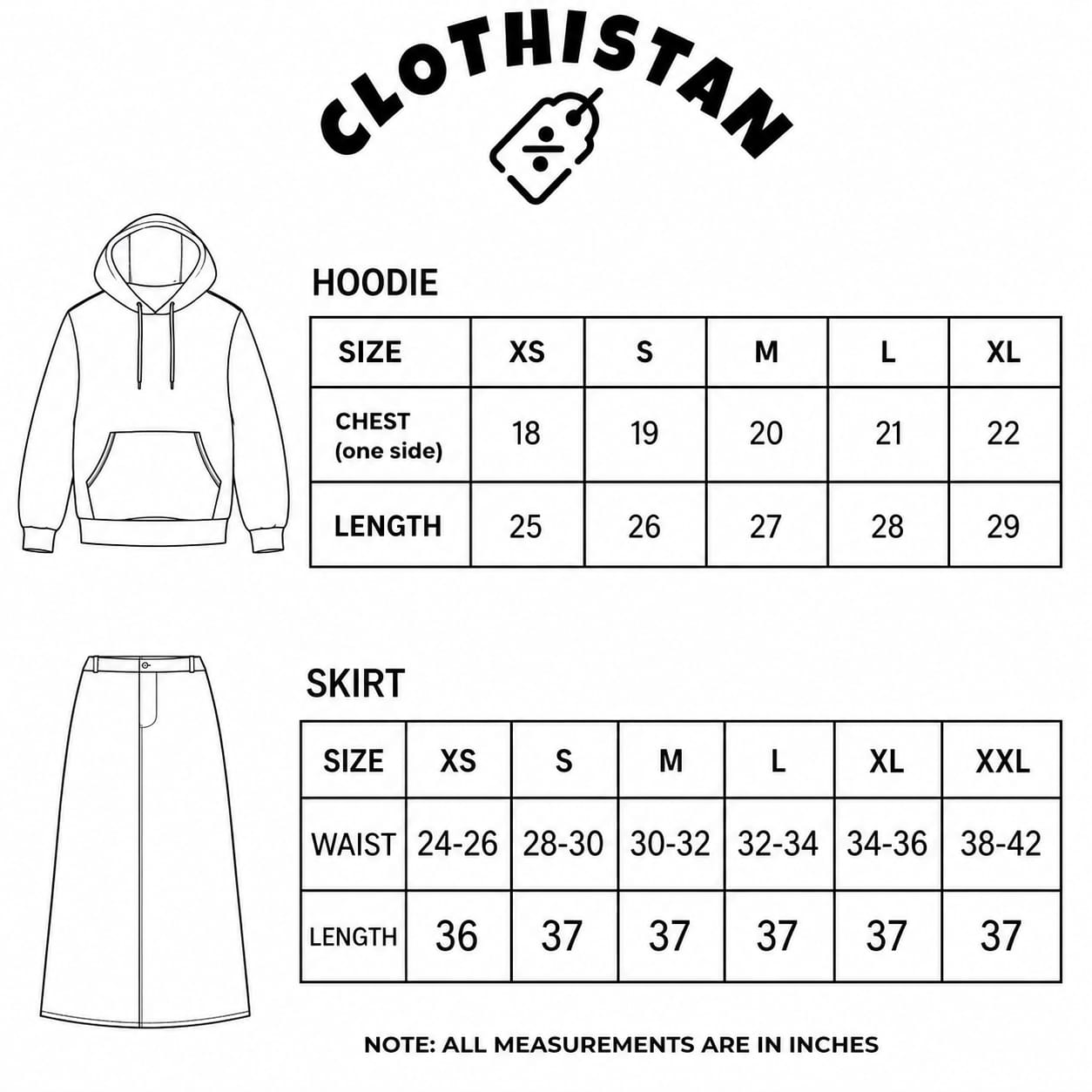 Hoodie and Black Skirt as pack of two