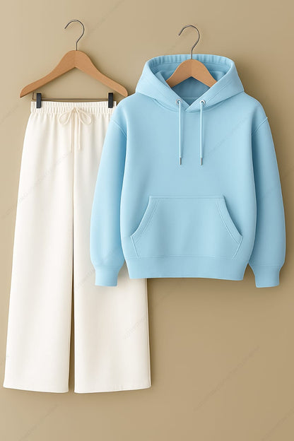 Hoodie & White Wide-Leg Sweatpants Pack of Two