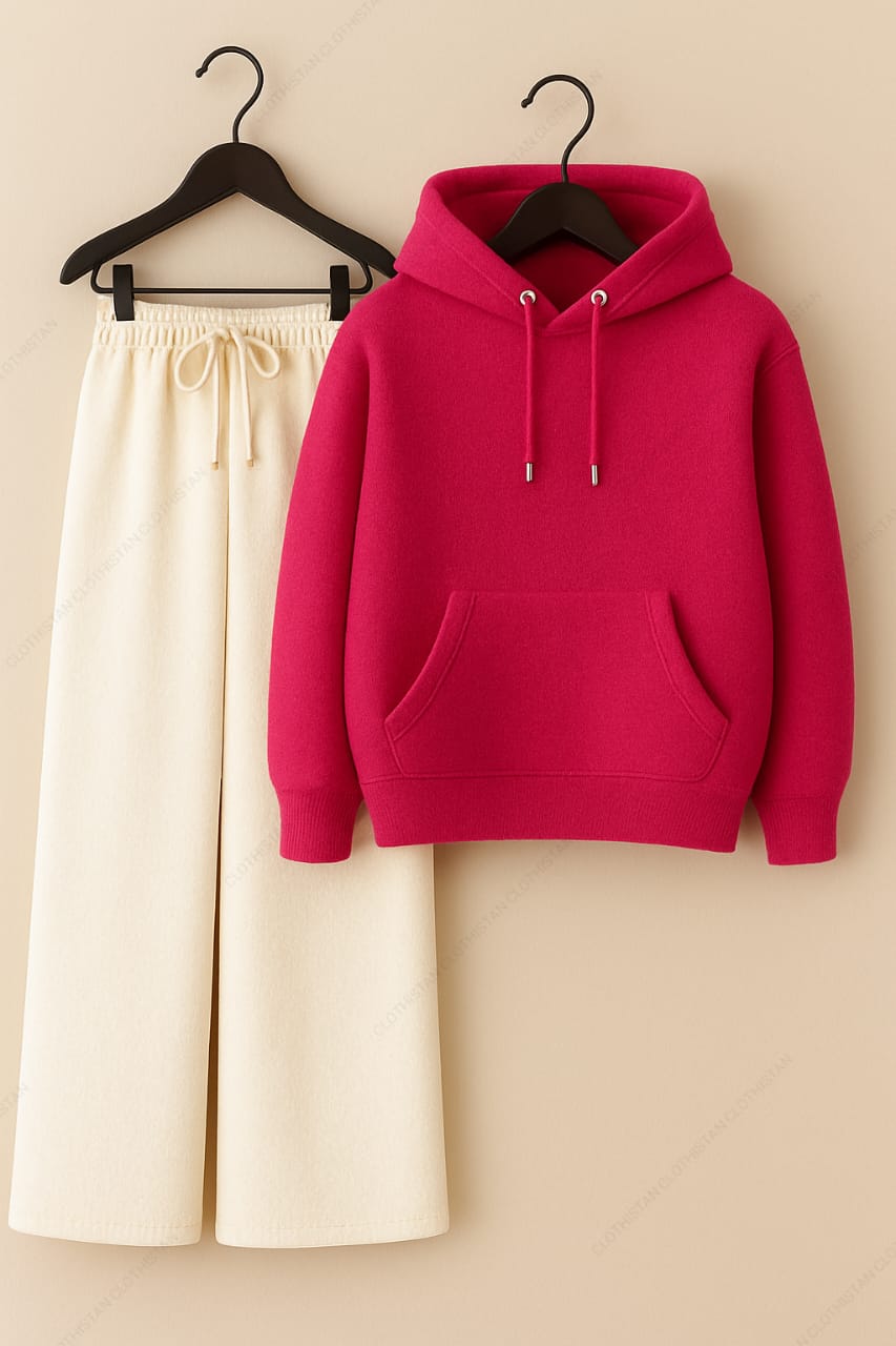 Hoodie & White Wide-Leg Sweatpants Pack of Two