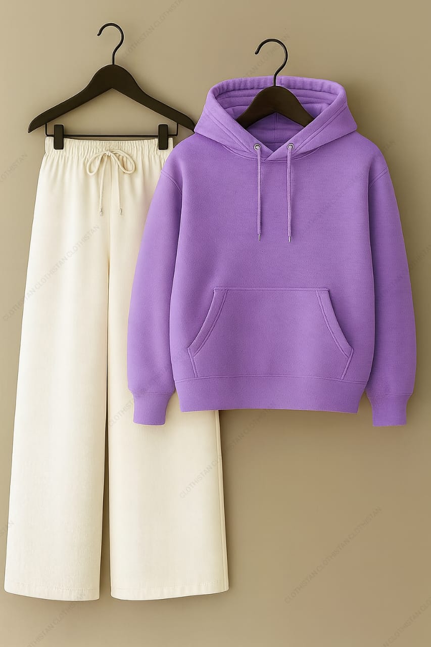 Hoodie & White Wide-Leg Sweatpants Pack of Two