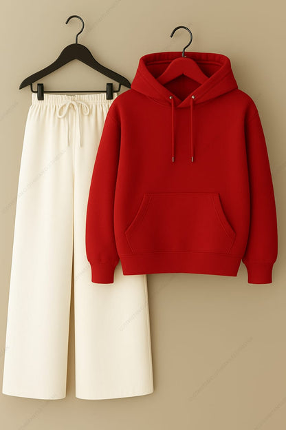 Hoodie & White Wide-Leg Sweatpants Pack of Two