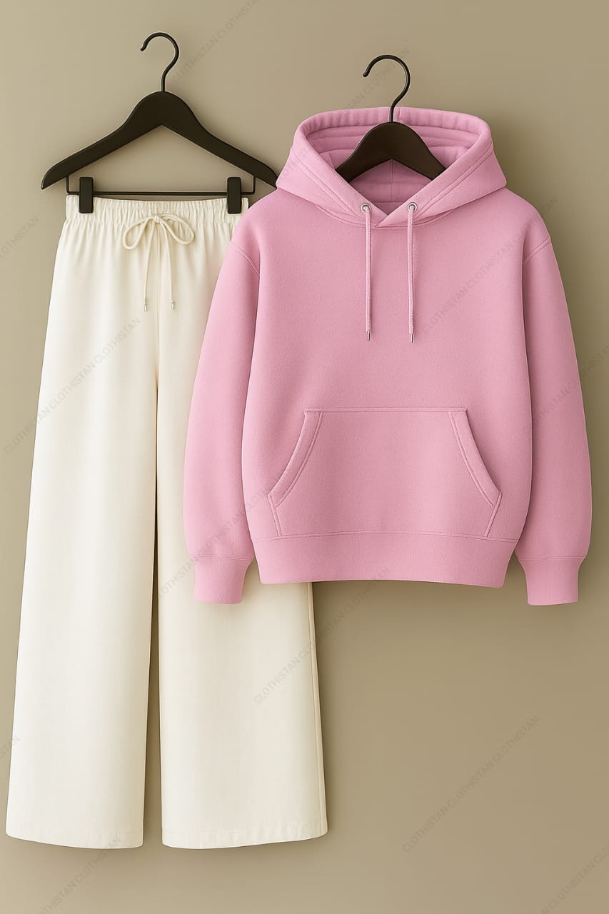 Hoodie & White Wide-Leg Sweatpants Pack of Two