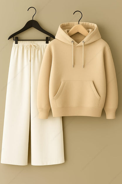 Hoodie & White Wide-Leg Sweatpants Pack of Two