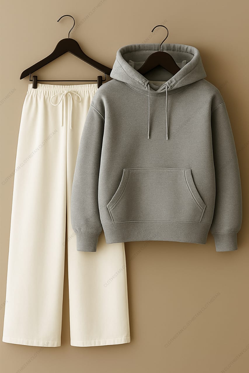 Hoodie & White Wide-Leg Sweatpants Pack of Two