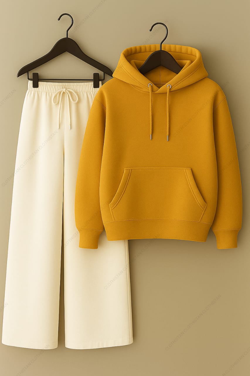 Hoodie & White Wide-Leg Sweatpants Pack of Two