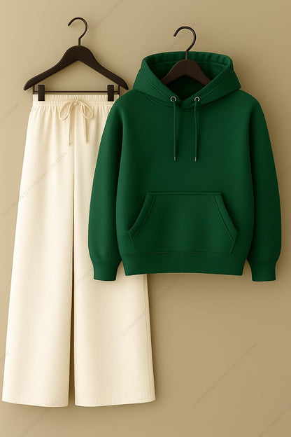 Hoodie & White Wide-Leg Sweatpants Pack of Two