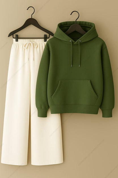 Hoodie & White Wide-Leg Sweatpants Pack of Two