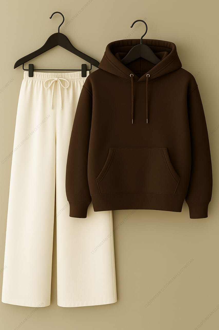 Hoodie & White Wide-Leg Sweatpants Pack of Two
