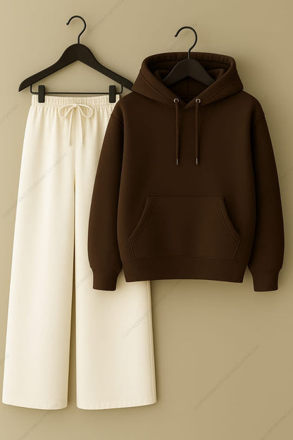 Hoodie & White Wide-Leg Sweatpants Pack of Two