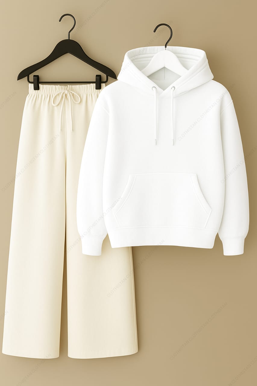 Hoodie & White Wide-Leg Sweatpants Pack of Two