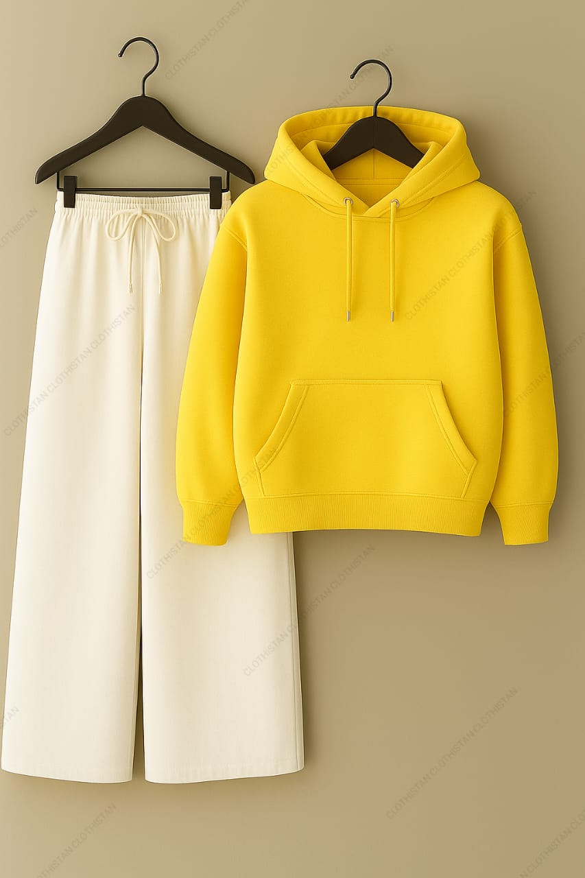 Hoodie & White Wide-Leg Sweatpants Pack of Two