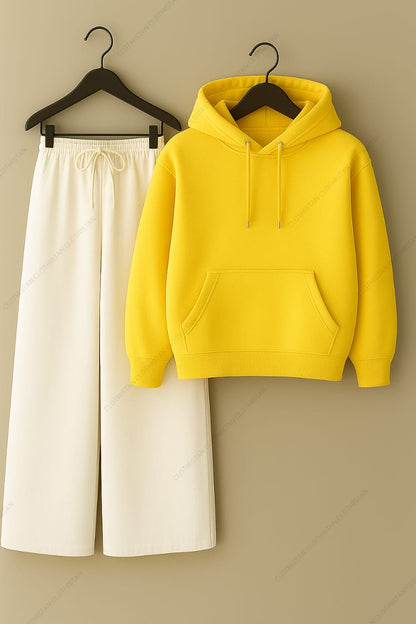 Hoodie & White Wide-Leg Sweatpants Pack of Two