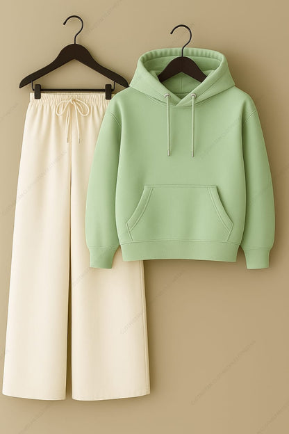 Hoodie & White Wide-Leg Sweatpants Pack of Two