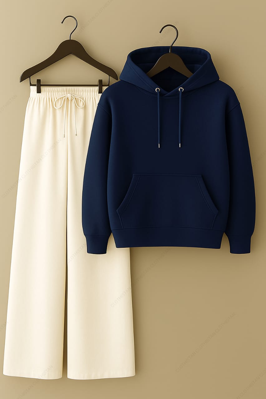 Hoodie & White Wide-Leg Sweatpants Pack of Two