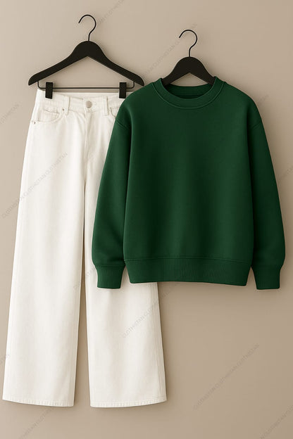 Sweatshirt & White Wide leg Jeans Pack Of Two
