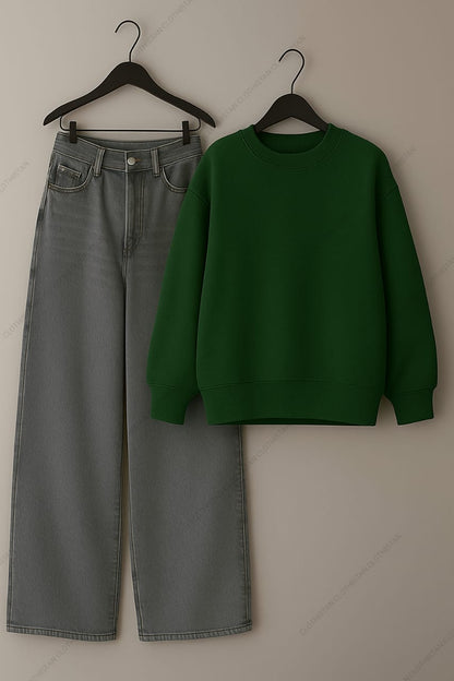 Sweatshirt & Grey Wide leg Jeans Pack Of Two