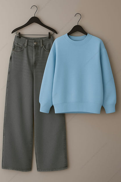 Sweatshirt & Grey Wide leg Jeans Pack Of Two