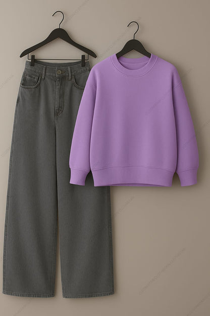 Sweatshirt & Grey Wide leg Jeans Pack Of Two