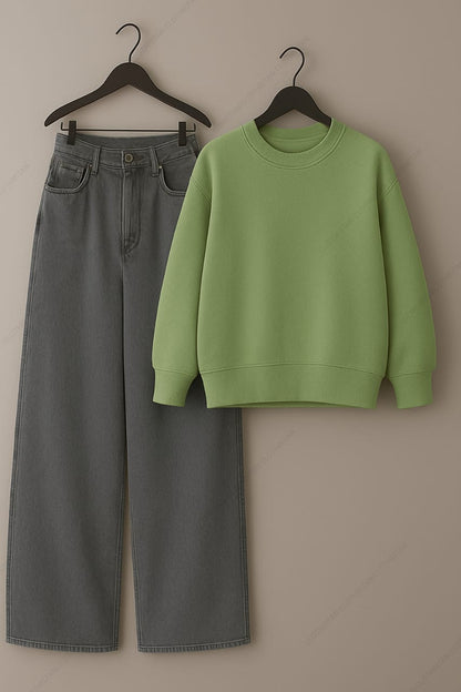 Sweatshirt & Grey Wide leg Jeans Pack Of Two