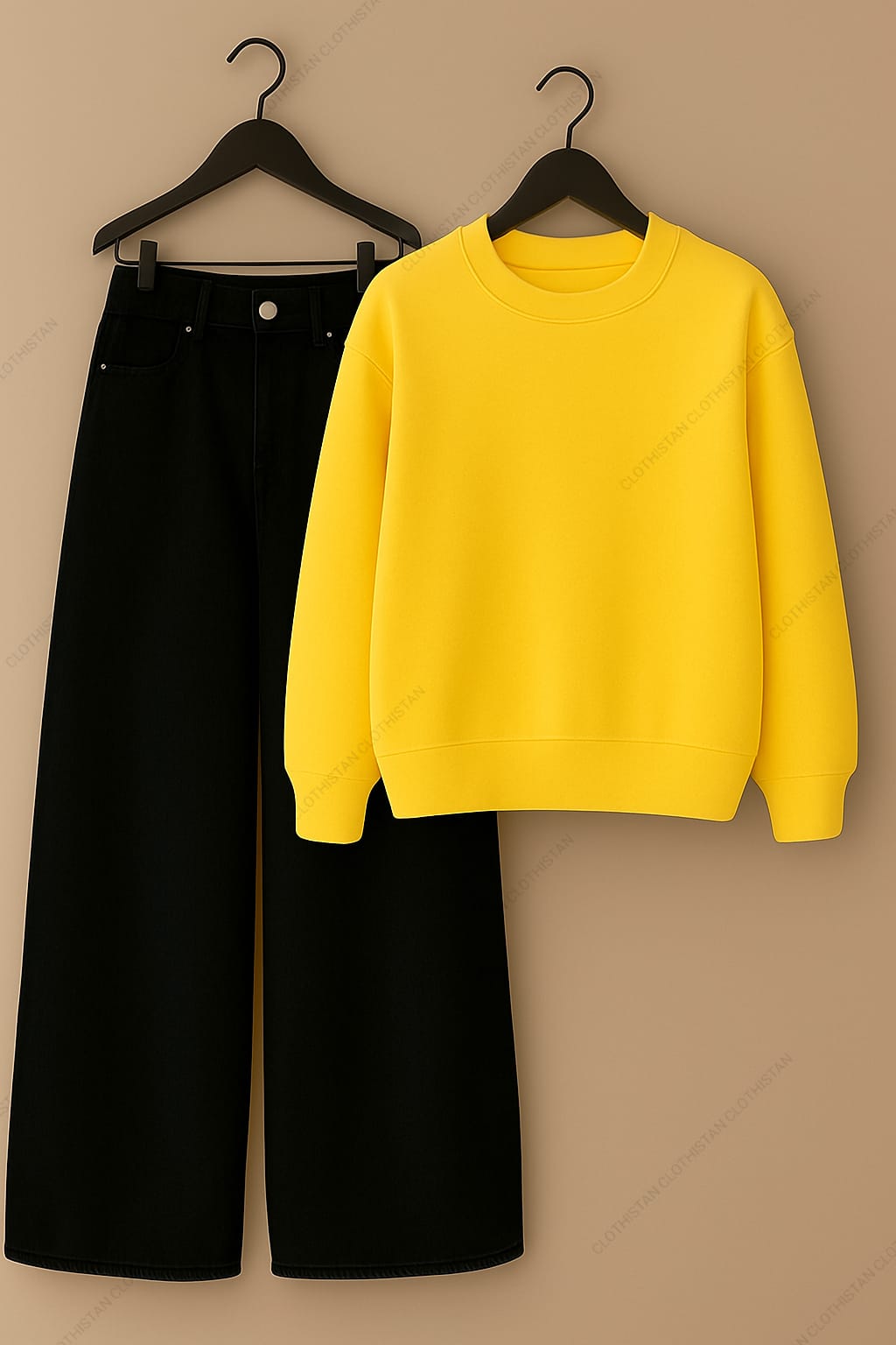 Sweatshirt & Black Wide leg Jeans Pack Of Two