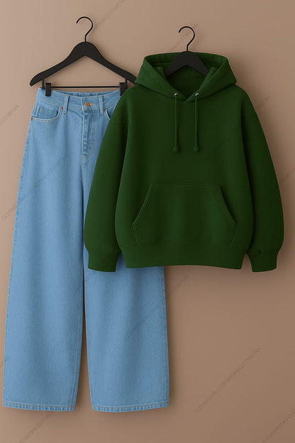 Hoodie & Sky Blue Wide leg Jeans Pack of Two