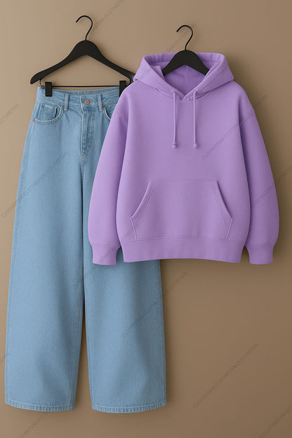 Hoodie & Sky Blue Wide leg Jeans Pack of Two