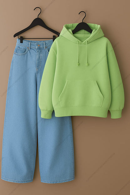 Hoodie & Sky Blue Wide leg Jeans Pack of Two