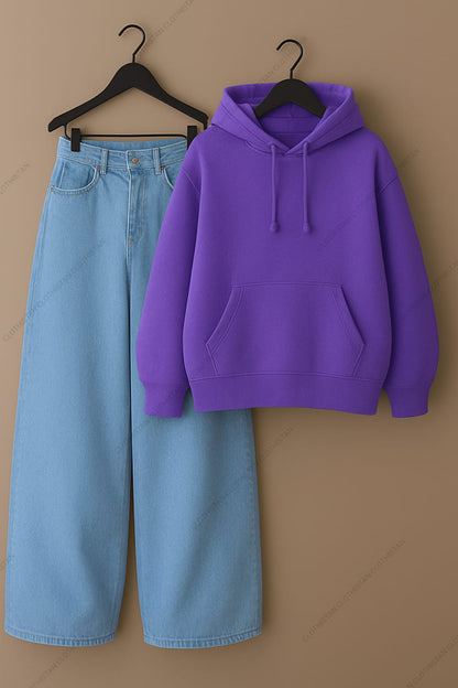 Hoodie & Sky Blue Wide leg Jeans Pack of Two