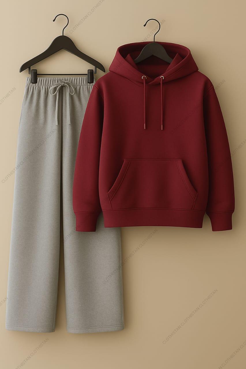 Hoodie & Lightgrey Wide-Leg Sweatpants Pack of Two