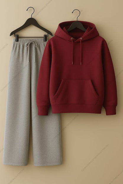 Hoodie & Lightgrey Wide-Leg Sweatpants Pack of Two