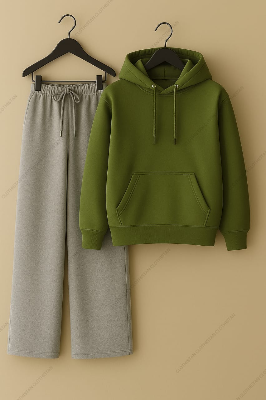 Hoodie & Lightgrey Wide-Leg Sweatpants Pack of Two