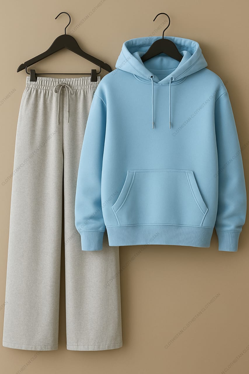 Hoodie & Lightgrey Wide-Leg Sweatpants Pack of Two