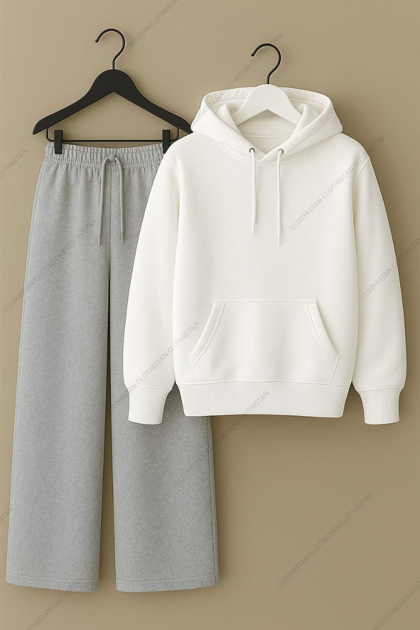Hoodie & Lightgrey Wide-Leg Sweatpants Pack of Two