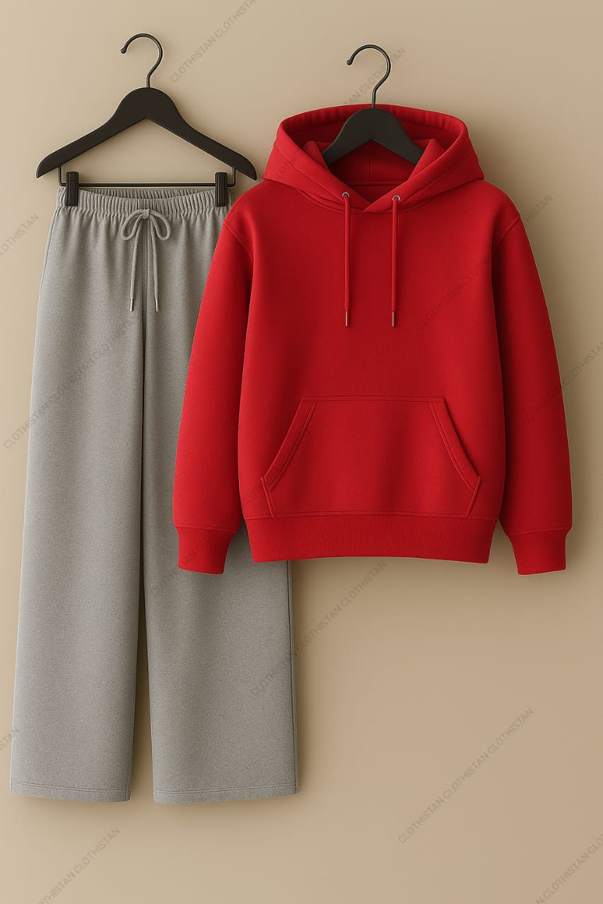 Hoodie & Lightgrey Wide-Leg Sweatpants Pack of Two