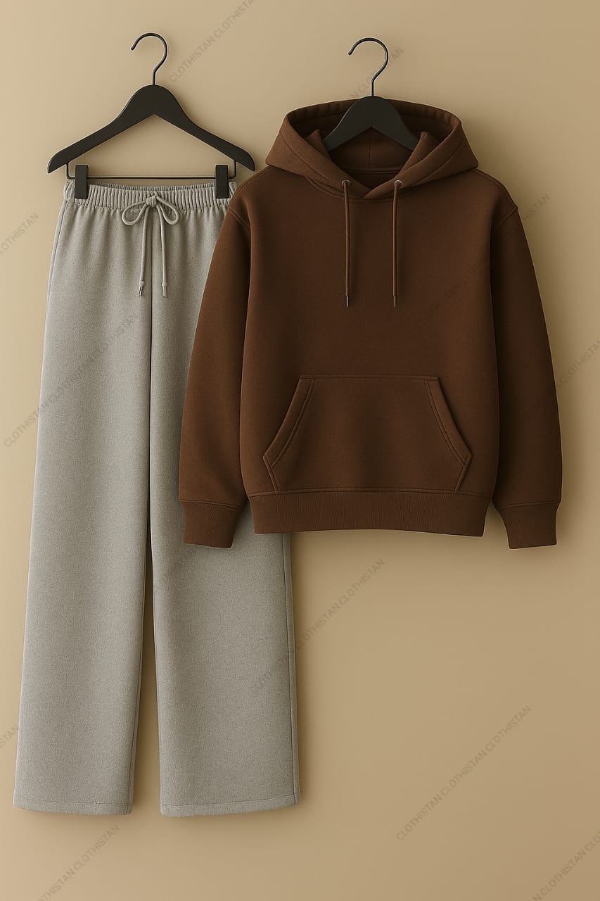 Hoodie & Lightgrey Wide-Leg Sweatpants Pack of Two