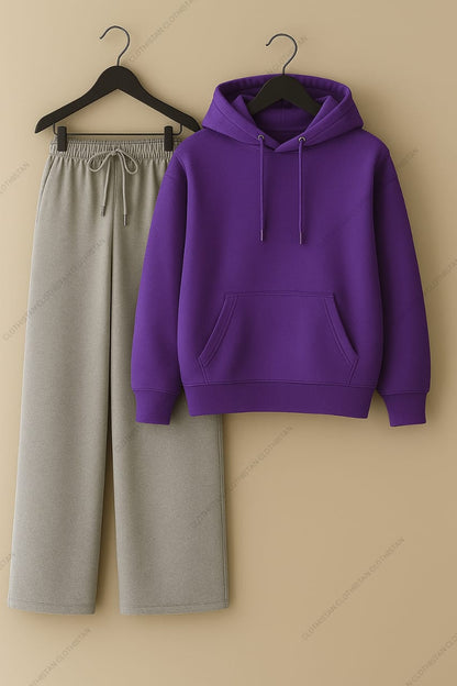 Hoodie & Lightgrey Wide-Leg Sweatpants Pack of Two