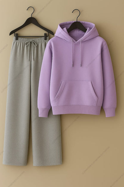 Hoodie & Lightgrey Wide-Leg Sweatpants Pack of Two