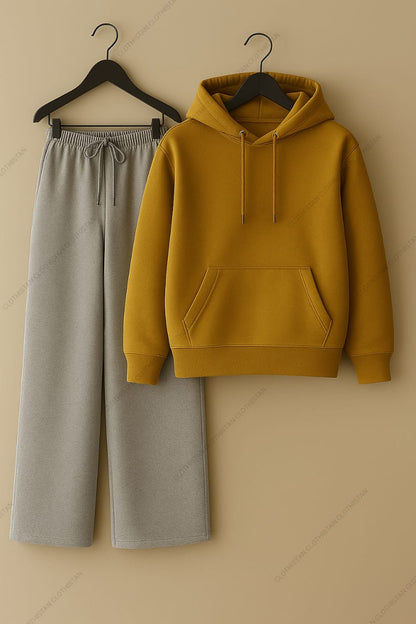 Hoodie & Lightgrey Wide-Leg Sweatpants Pack of Two