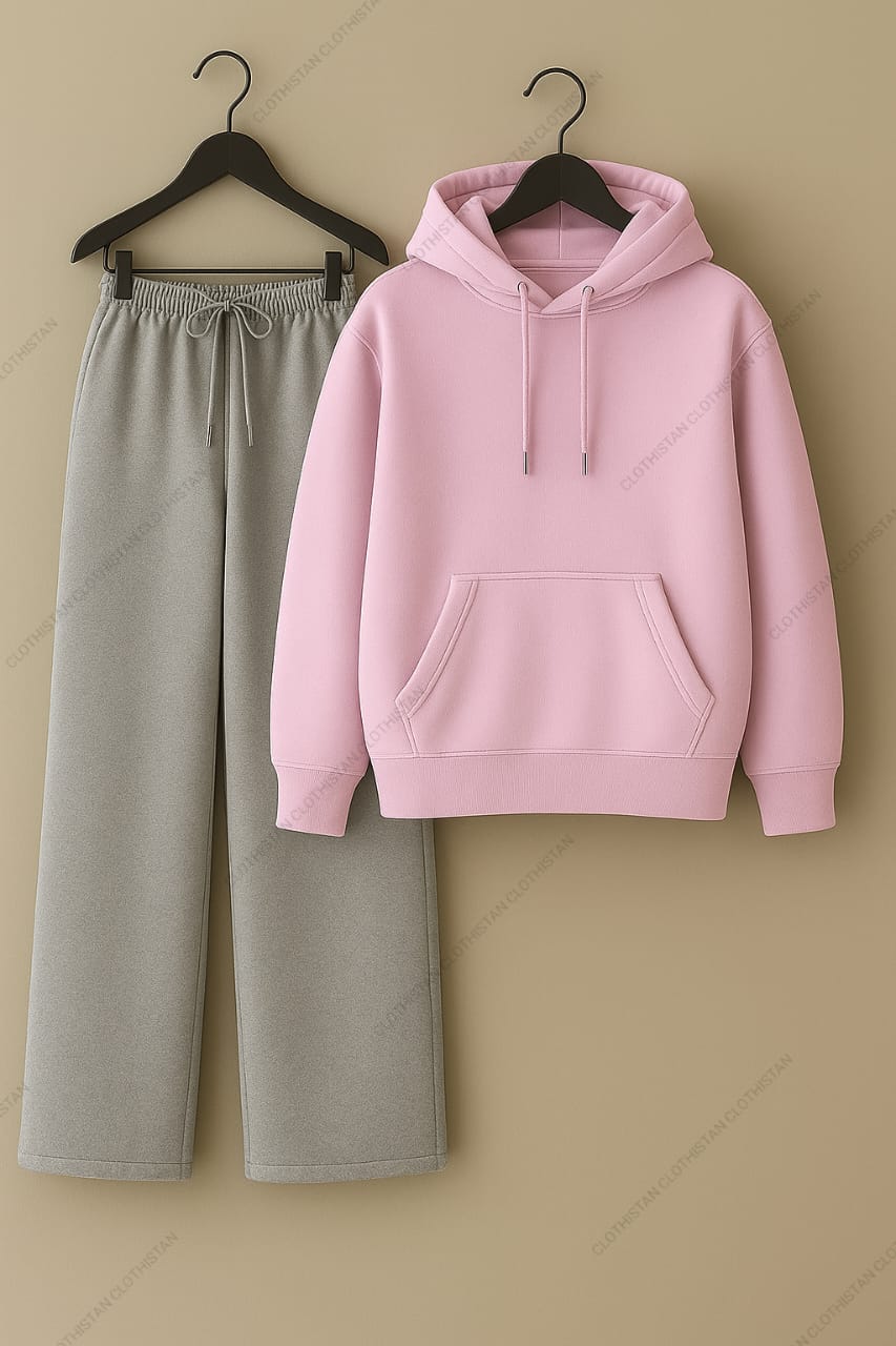 Hoodie & Lightgrey Wide-Leg Sweatpants Pack of Two