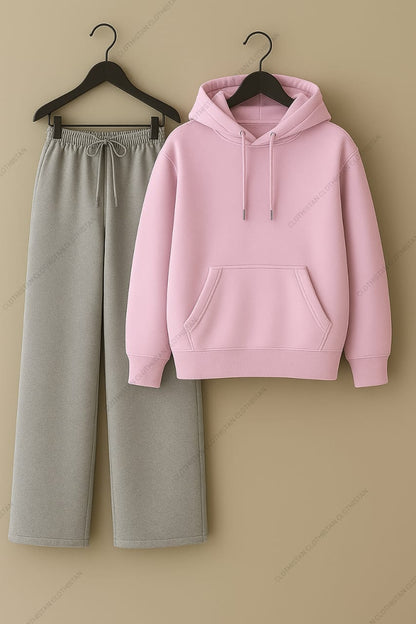 Hoodie & Lightgrey Wide-Leg Sweatpants Pack of Two