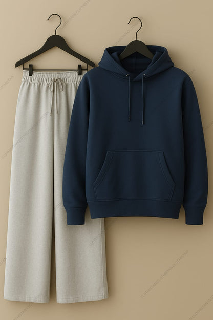 Hoodie & Lightgrey Wide-Leg Sweatpants Pack of Two