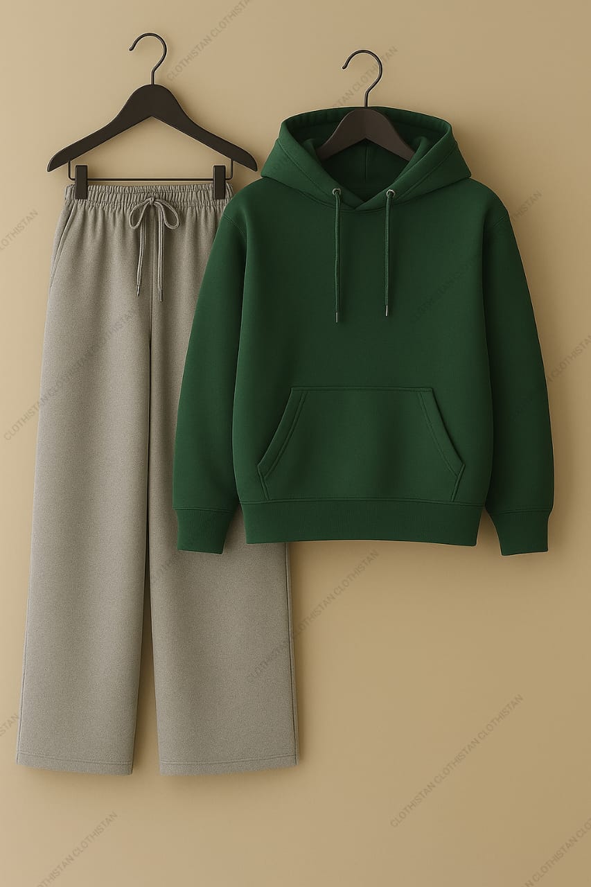 Hoodie & Lightgrey Wide-Leg Sweatpants Pack of Two